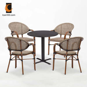 Design poltrona Cafe tavolo e sedie caffè impilabile vimini sala da pranzo sedia da esterno mobili in legno per Hotel sedia da pranzo - Product Image 4