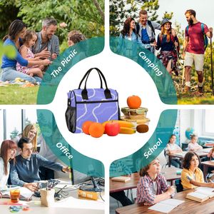 Bolsa Térmica para Almuerzo con Estampado Violet Pikake, Capacidad para 16 Latas, Impermeable, Estilo Hawaiano, con Bolsillos Laterales para Picnic - Product Image 6