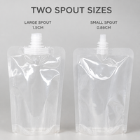 Pochette transparente à bec verseur 50ml 500ml, sac en plastique transparent pour liquides, boissons, jus, lait, thé, avec bouchon à vis