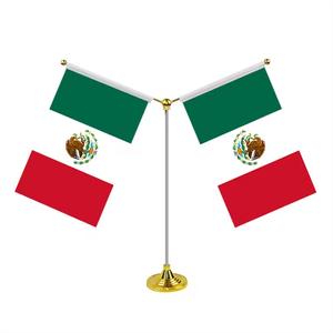 Drapeau de table en polyester avec support de bureau en acier inoxydable pour atterrissage personnalisé avec mât de drapeau de base pour table - Product Image 5