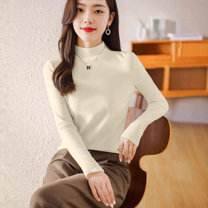 Women's Long Sleeve Turtleneck <b>Top</b> Mustard Yellow Soft Viscose Knit Base <b>Layer</b> Autumn Winter Inner Wear - Product Image 4