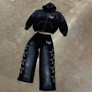 T-shirt oversize en molleton français 420GSM pour homme, coupe ample, doublé, avec logo personnalisé imprimé, strass, streetwear, délavé au soleil, teint, brossé - Product Image 5