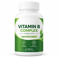 Vitamine B Complexe en Comprimés, 60 Unités (B1, B2, B6, B12) – Soutien au Métabolisme Énergétique – Vente en Gros Direct Usine OEM