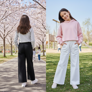OZKIZ Pantalon large coréen premium pour enfants, taille mi-haute décontractée pour filles de 6 à 9 ans, vente en gros, mode enfantine printemps/automne, fabriqué en Chine - Product Image 3