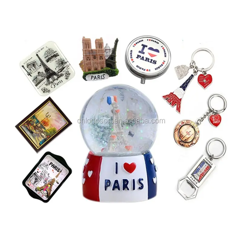 Portachiavi Souvenir personalizzato parigi francia vassoio magnetico a tema sfera di cristallo apribottiglie Souvenir