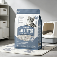 Kantong Kemasan Pasir Kucing Heavy Duty Pet Care 1.5 kg Tahan Tusukan Alas Datar Resealable Zipper 8 Sisi Segel