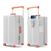 Valise de voyage rigide légère personnalisée OEM 20 24 26 28 pouces, étanche, sans fermeture éclair, avec porte-gobelet