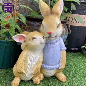 Luces con diseño de conejos madre e hijo para decoración de césped y jardín, para exteriores, para celebraciones de jardín y festivales - Product Image 2