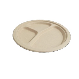 Assiettes en pulpe de bambou jetables, naturelles, saines et compostables, très populaires pour les réceptions à domicile et les dîners de fête - Product Image 1