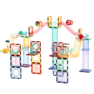 KEBO nuovo 108 pezzo colorato brillante trasparente MABS pista da corsa a vapore magnetico blocchi di costruzione Set in marmo con palla per bambini - Product Image 3