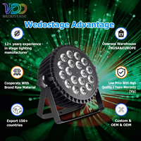 4 Focos LED RGBWA UV Slim Par de 18W DMX512 de Aluminio IP33 6 en 1 para DJ, Discoteca, Efecto Wash, Iluminación Profesional para Escenarios y Parques Temáticos