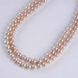 Perles d'eau douce naturelles de 8 à 10 mm, perles Edison brillantes à l'huile, produit semi-fini en blanc et rose, vente en gros - Product Image 3