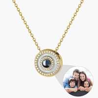 Dropshipping Collier de projection de photos personnalisé Bijoux de mode Pendentif en cercle de zircon Collier d'images