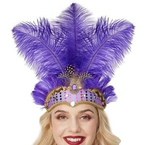 Corona de Cristal de Carnaval, Tocados de Plumas, Accesorios de Mardi Gras, Diadema de los Años 20, Diadema de Halloween para Mujer - Product Image 5