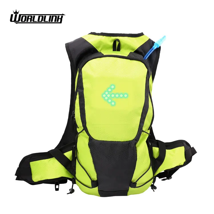 Cycling Bicycle Hydration Backpack LED Turn Signal Light Reflective Bike Bag Outdoor Safety Night Riding Running Camping Pack