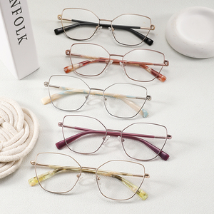 Mode polygone métal haute qualité <span class=keywords><strong>LE</strong></span> marque femmes lunettes optiques Anti-lumière bleue lunettes pour toutes les formes de visage Logo personnalisé - Product Image 1