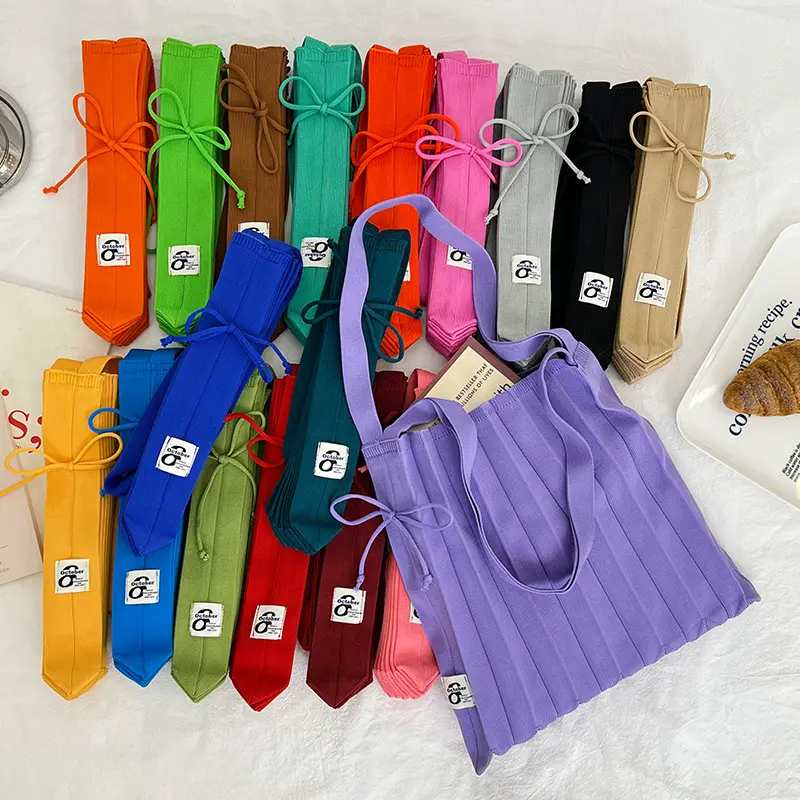 Koreanische 18-Farben-Nische neue plissierte faltbare Handtasche für Frauen einfache und vielseitige Einkaufstasche Orgel Umhängetasche