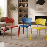 Chaise de salle à manger empilable en plastique PP de style nordique, dossier en maille, moderne et simple, pour restaurants, événements et locations