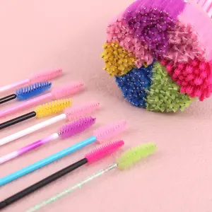 Wholesale 100pcs/pot Black S M L Size Micro Lash Comb Cleaner Brush Disposable ODM OEM Crystal Eyebrow Spoolies Applicator Brush