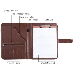 Padfolio Faux Leather Documents Bags Cartera ejecutiva de cuero Organizador Cartera de negocios para hombres y mujeres Marrón - Product Image 3
