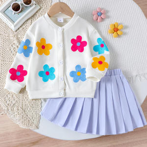 Vente flash Nouveaux modèles Robe pull pour <span class=keywords><strong>petites</strong></span> <span class=keywords><strong>filles</strong></span> Couleur unie Motif floral Ensemble de pull pour enfants Robes pull pour fille - Product Image 3