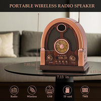 ELETREE Enceinte sans fil de style vintage pour la maison, radio AM FM SW à ondes courtes rechargeable avec son stéréo