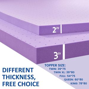 2 Inch / 3 Inch Purple Ventilated Memory Foam <strong>Mattress</strong> <strong>Topper</strong>, Lavender Infused Foam <strong>Bed</strong> <strong>Topper</strong> <strong>for</strong> <strong>Single</strong> <strong>Bed</strong> - Product Image 6