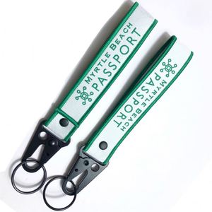 <b>Custom</b> Logo Metal Hook Jacquard Nylon Keyring Woven <b>Key</b> Chain Strap Carabiner Keychain Short Lanyards - Product Image 2