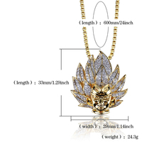 Pendentif Hip Hop plaqué or 14 carats Dragon Ball Z, figurines Son Goku et Vegeta serties de zircons, bijoux avec pierre principale en zircon
