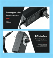 Adaptateur secteur mural à découpage variable de haute qualité, personnalisé, 3-12V 2A 1A 24W 50/60HZ, avec prises US, UK, AU, pour moteur et bande LED