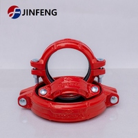 Raccords de tuyauterie JINFENG OEM en fonte ductile, surface peinte en rouge, rainurés, résistants à la corrosion, 1 1/4'', 300 PSI, garantie de 2 ans