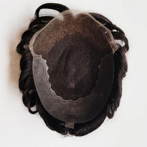 Pas Cher Usine En Gros Noir Couleur Mâle Toupet Postiche <span class=keywords><strong>Perruque</strong></span> De Cheveux Humains Naturels Pour <span class=keywords><strong>Homme</strong></span> - Product Image 2