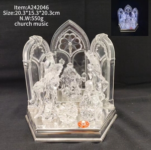 LED Clear 10.1" Colorful Electroplated Holly Family <b>Religious</b> Sculpture <b>Statue</b> Gift - Product Image 3