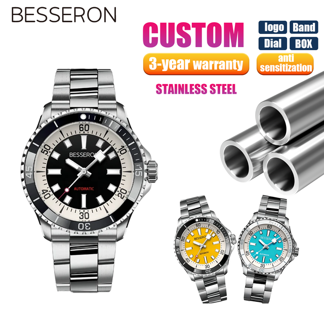 Hot Selling Trend Ceramic Bezel Automatic Men's Watch NH35 Japanese Mechanical Movement Sport Diver Stainless Crocodile Business