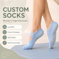 Chaussettes de yoga antidérapantes OEM pour femmes, en coton respirant, pour entraînement de Pilates en intérieur, avec logo personnalisé, invisibles et à grip, avec lanières