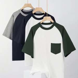 New Pure Cotton <b>Raglan</b> Sleeve Loose <b>T</b>-<b>shirt</b> for <b>Men</b> and Women Non-transparent Short-sleeve <b>T</b>-<b>shirt</b> for <b>Men</b> Summer Undershirt - Product Image 2