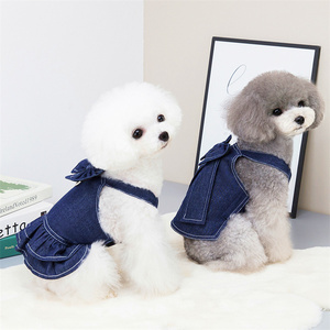 2025 Dog Apparel Jean Jacket Pet Dog <strong>Harness</strong> Denim Jeans Dog Denim <strong>Dress</strong> With Hole - Product Image 6