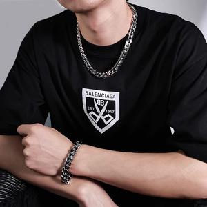 Collares de Acero Inoxidable Plateado al por Mayor para Hombre, Cadena Cubana Moderna, Cadena de Eslabones Geométricos, Joyería Masculina - Product Image 2