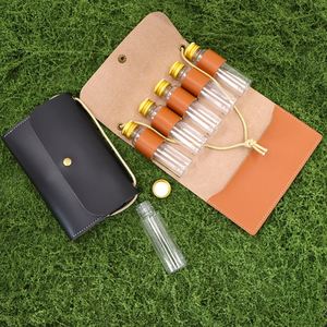 Portable <b>Spice</b> Kit Travel <b>Spice</b> Holder Leather Seasoning Storage Bag with 5 <b>Spice</b> <b>Jars</b> Condiment Container Set for BBQ Picnic - Product Image 1
