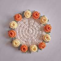 Sous-verre en forme de bouquet de roses fait main, crocheté, cadeau créatif, motif floral tissé, isolation thermique en PP, en stock