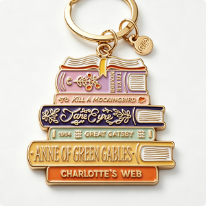 Llavero con diseño de pila de libros, de aleación de zinc, estilo vintage, hecho a mano, artístico, coleccionable - Product Image 5