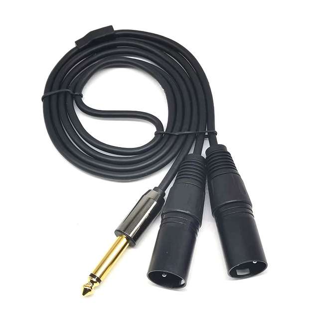 6.35mm TS Mono Phone Jack Male to 2 XLR Male Microphone Splitter Cable