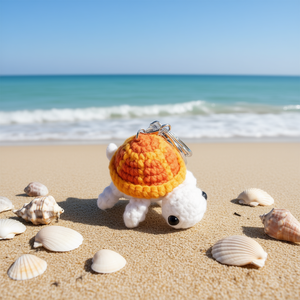 Porte-clés en peluche mini tortue au crochet, animal marin 3D de dessin animé, pendentif doux pour cadeaux, artisanat fait main écologique - Product Image 3
