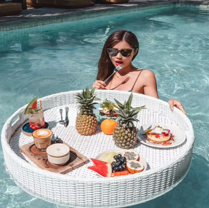 Plateau de petit-déjeuner flottant rond personnalisé pour hôtel, pour utilisation en piscine, étanche, léger, portable, plateau de service pour aliments et boissons - Product Image 5