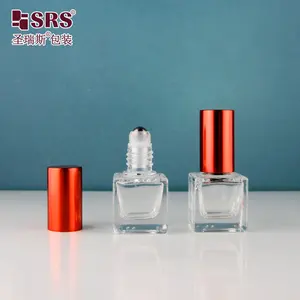 Quadratische 5ml Fancy Empty Deodorant ätherische Öl rolle auf Glasflasche Parfüm Roller Flaschen behälter