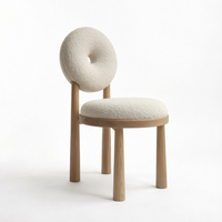 Chaise de salle à manger en bois et laine d'agneau, design moderne, assise moelleuse, pour salon et hôtel, par DISHI Home Furniture