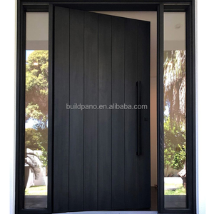 Porte pivotante extérieure en bois massif de noyer noir américain Porte d'entrée moderne pour villa Porte principale pivotante en bois pour maison - Product Image 5