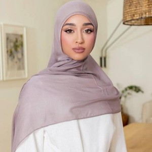 סיטונאי צבע מוצק מודאלי גודל גדול כותנה מודאלי רך נשים טורבן צעיף חיג 'אב 70*180 ס "מ תינוק תפר חיג' אב - Product Image 4