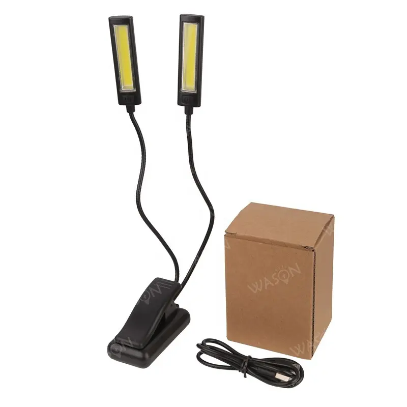 Wason Double ÉPI Lumineux Mini Réglable Flexible Col De Cygne Clip Sur Le Bureau Lumière AAA Alimenté USB Pince De Table de Lumière De Livre De Lecture