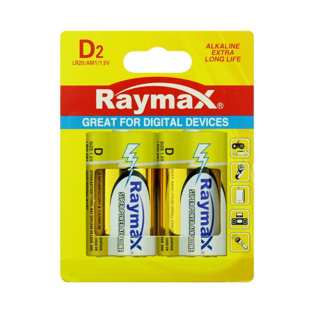 Raymax נייר שלפוחית סופר ביצועים LR20 AM-1 D סוג אלקליין סוללה תא יבש